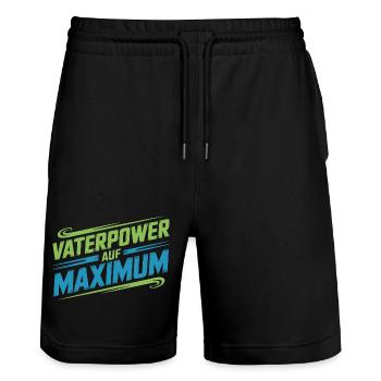 Gartenpapa Pflanzenvater Grüner Papa - Stanley/Stella Unisex Bio Joggingshorts Trainer  - Schwarz - Vorne - Nik (191cm) & Marisol (170cm)