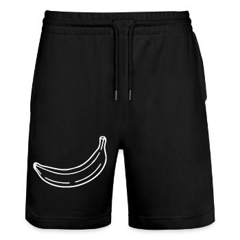 Banana minimal gift minimalist - Stanley/Stella Trainer Unisex Organic Jogging Shorts - black - Front - Nik (191cm) & Marisol (170cm)
