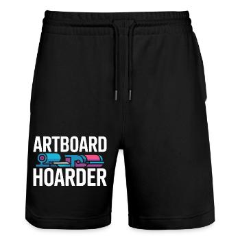 Print Designer Artboard Hoarder Creative Designer - Stanley/Stella Unisex Bio Joggingshorts Trainer  - Schwarz - Vorne - Nik (191cm) & Marisol (170cm)