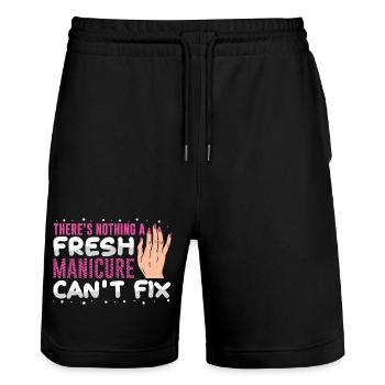 Nail Designer Nail Designer Cosmetics Nail Salon - Stanley/Stella Trainer Unisex Organic Jogging Shorts - black - Front - Nik (191cm) & Marisol (170cm)