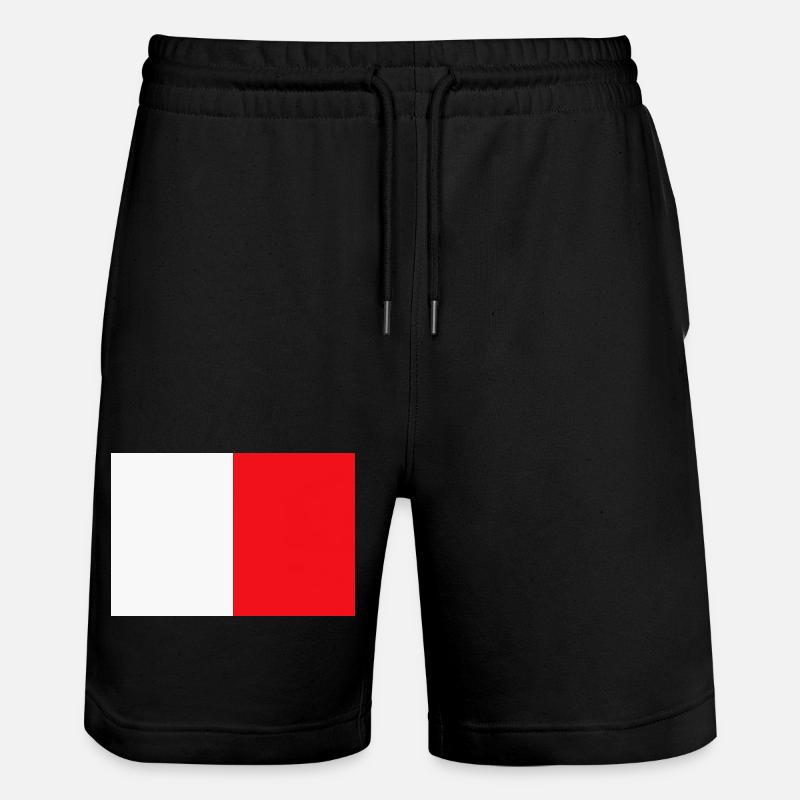 Rot-Weiß Farbfeld Block - Stanley/Stella Unisex Bio Joggingshorts Trainer  - Schwarz