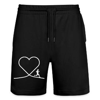 Heart Jogger - Running Jogging Love Design - Stanley/Stella Trainer Unisex Organic Jogging Shorts - black - Front - Nik (191cm) & Marisol (170cm)