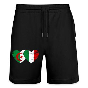 Algerien Italien Flagge Herz used - Stanley/Stella Unisex Bio Joggingshorts Trainer  - Schwarz - Vorne - Nik (191cm) & Marisol (170cm)