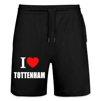 I Love Tottenham - Stanley/Stella Trainer Unisex Organic Jogging Shorts - black - Front - Nik (191cm) & Marisol (170cm)