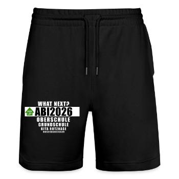 Abi2026 - what next? - Stanley/Stella Unisex Bio Joggingshorts Trainer  - Schwarz - Vorne - Nik (191cm) & Marisol (170cm)