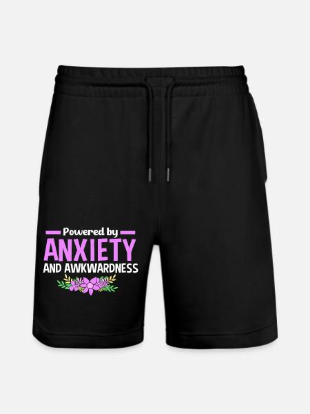 Anxiety Anxious Scaredy Introvert - Stanley/Stella Trainer Unisex Organic Jogging Shorts - black