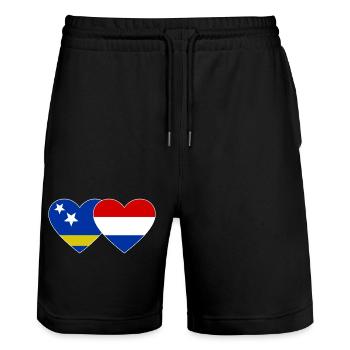 Cœur du drapeau de Curacau Hollande - Short de jogging bio TRAINER Stanley/Stella unisexe - noir - Devant - Nik (191cm) & Marisol (170cm)