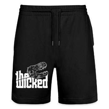 Skull Logo - dark collection - Stanley/Stella Trainer Unisex Organic Jogging Shorts - black - Front - Nik (191cm) & Marisol (170cm)