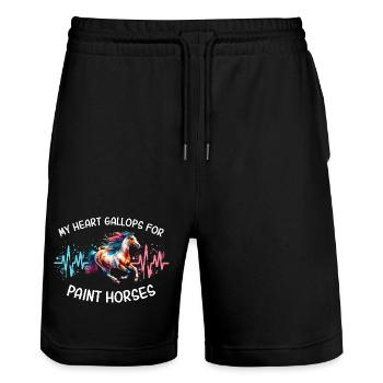 Paint Horse Heart Line Horse - Short de jogging bio TRAINER Stanley/Stella unisexe - noir - Devant - Nik (191cm) & Marisol (170cm)