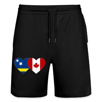 Curacao Canada Flag Heart - Stanley/Stella Trainer Unisex Organic Jogging Shorts - black - Front - Nik (191cm) & Marisol (170cm)