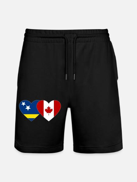 Curacao Canada Flag Heart - Stanley/Stella Trainer Unisex Organic Jogging Shorts - black