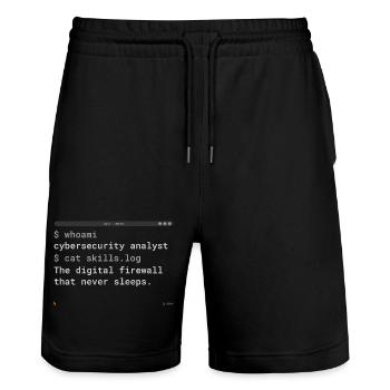 Terminal d’analyste en cybersécurité - Don informatique - Short de jogging bio TRAINER Stanley/Stella unisexe - noir - Devant - Nik (191cm) & Marisol (170cm)