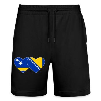 Curaçao_Bosnien_Flagge_Herz - Short de jogging bio TRAINER Stanley/Stella unisexe - noir - Devant - Nik (191cm) & Marisol (170cm)