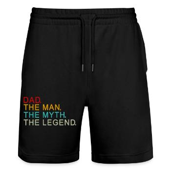 Legendary Dad The Man The Myth The Legend Gift - Stanley/Stella Trainer Unisex Organic Jogging Shorts - black - Front - Nik (191cm) & Marisol (170cm)