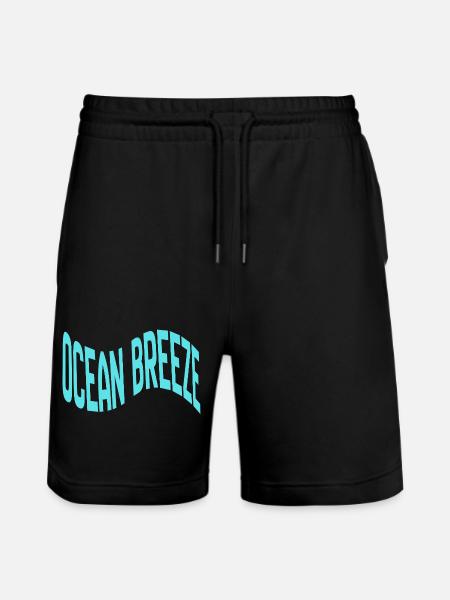 Ocean Breeze Curved Typography - Stanley/Stella Trainer Unisex Organic Jogging Shorts - black