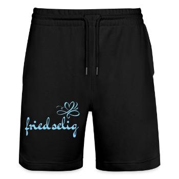 peaceful - vocabulary - forgotten words - Stanley/Stella Trainer Unisex Organic Jogging Shorts - black - Front - Nik (191cm) & Marisol (170cm)