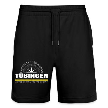 Tübingen - Stanley/Stella Trainer Unisex Organic Jogging Shorts - black - Front - Nik (191cm) & Marisol (170cm)