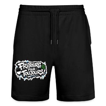 Fribourg pour toujours - Stanley/Stella Unisex Bio Joggingshorts Trainer  - Schwarz - Vorne - Nik (191cm) & Marisol (170cm)