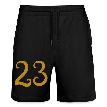 23 - Stanley/Stella Trainer Unisex Organic Jogging Shorts - black - Front - Nik (191cm) & Marisol (170cm)