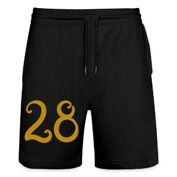 28 - Stanley/Stella Trainer Unisex Organic Jogging Shorts - black - Front - Nik (191cm) & Marisol (170cm)