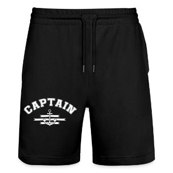 Captain Anchor Emblem - Stanley/Stella Trainer Unisex Organic Jogging Shorts - black - Front - Nik (191cm) & Marisol (170cm)