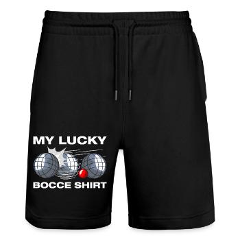 My lucky bocce petanque boules player - Stanley/Stella Trainer Unisex Organic Jogging Shorts - black - Front - Nik (191cm) & Marisol (170cm)