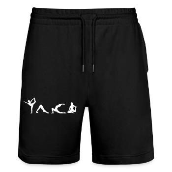 Yogini Poses - Stanley/Stella Trainer Unisex Organic Jogging Shorts - black - Front - Nik (191cm) & Marisol (170cm)