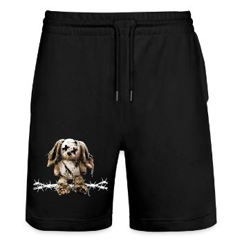 Dark Aesthetics Stuffed Bunny Soft Toy Barbed Wire - Stanley/Stella Trainer Unisex Organic Jogging Shorts - black - Front - Nik (191cm) & Marisol (170cm)