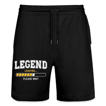 Legend Loading Please Wait - Stanley/Stella Unisex Bio Joggingshorts Trainer  - Schwarz - Vorne - Nik (191cm) & Marisol (170cm)