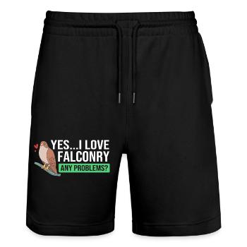 Falke Falknerei Chirp - Stanley/Stella Unisex Bio Joggingshorts Trainer  - Schwarz - Vorne - Nik (191cm) & Marisol (170cm)