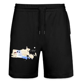 Wattvogel Nordsee Möwe - Stanley/Stella Unisex Bio Joggingshorts Trainer  - Schwarz - Vorne - Nik (191cm) & Marisol (170cm)