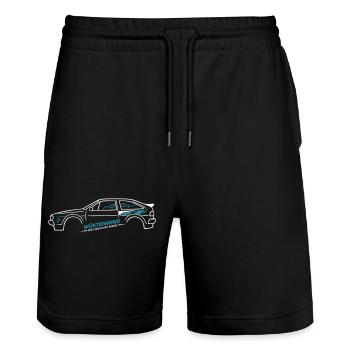 Youngtimer Coupe 90er Retro Tuning Style Classic  - Stanley/Stella Unisex Bio Joggingshorts Trainer  - Schwarz - Vorne - Nik (191cm) & Marisol (170cm)