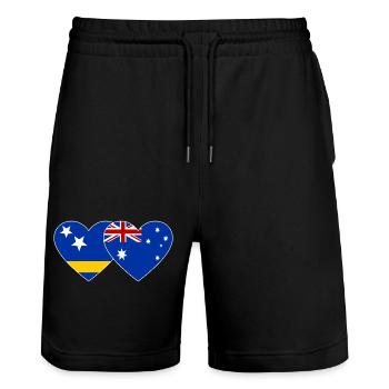 Curacao_Australien_Flagge_Herz - Stanley/Stella Unisex Bio Joggingshorts Trainer  - Schwarz - Vorne - Nik (191cm) & Marisol (170cm)