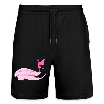 Frühlingswunderkind Wortschätze vergessene Wörter - Stanley/Stella Unisex Bio Joggingshorts Trainer  - Schwarz - Vorne - Nik (191cm) & Marisol (170cm)