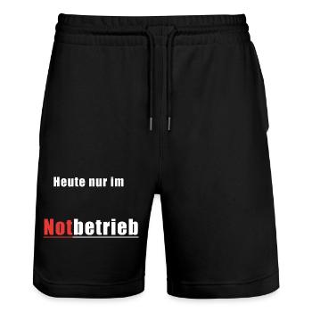 Notbetrieb Shirt - lustiger Alltag Spruch - Stanley/Stella Unisex Bio Joggingshorts Trainer  - Schwarz - Vorne - Nik (191cm) & Marisol (170cm)