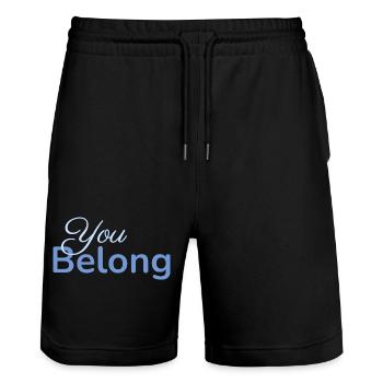 You Belong Typography Design Minimalist - Stanley/Stella Trainer Unisex Organic Jogging Shorts - black - Front - Nik (191cm) & Marisol (170cm)