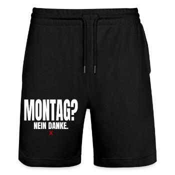 Montag? Nein Danke - Stanley/Stella Unisex Bio Joggingshorts Trainer  - Schwarz - Vorne - Nik (191cm) & Marisol (170cm)