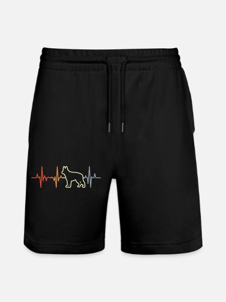 German Shepherd Heart Line - Stanley/Stella Trainer Unisex Organic Jogging Shorts - black
