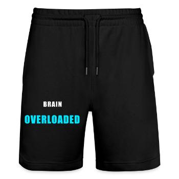 Brain Overloaded – Funny Overthinking Shirt - Stanley/Stella Trainer Unisex Organic Jogging Shorts - black - Front - Nik (191cm) & Marisol (170cm)