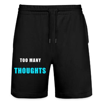 Too Many Thoughts – Funny Overthinking Shirt - Stanley/Stella Trainer Unisex Organic Jogging Shorts - black - Front - Nik (191cm) & Marisol (170cm)