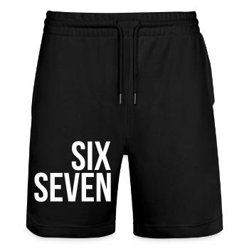 67 "six seven" text - Stanley/Stella Unisex Bio Joggingshorts Trainer  - Schwarz - Vorne - Nik (191cm) & Marisol (170cm)