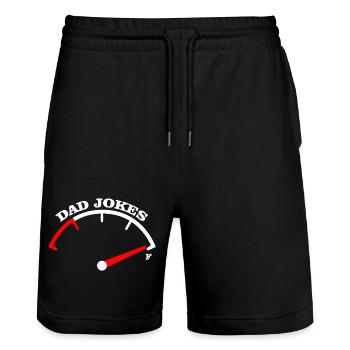 Dad Jokes Meter Tee Design - Stanley/Stella Trainer Unisex Organic Jogging Shorts - black - Front - Nik (191cm) & Marisol (170cm)