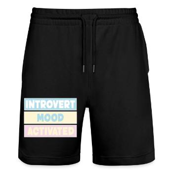 Introvert - Stanley/Stella Trainer Unisex Organic Jogging Shorts - black - Front - Nik (191cm) & Marisol (170cm)