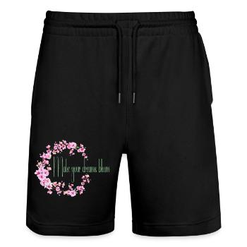 Make your dream bloom - Stanley/Stella Trainer Unisex Organic Jogging Shorts - black - Front - Nik (191cm) & Marisol (170cm)