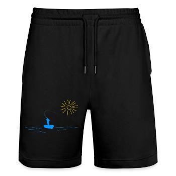 Angeln Angler See Natur - Stanley/Stella Unisex Bio Joggingshorts Trainer  - Schwarz - Vorne - Nik (191cm) & Marisol (170cm)