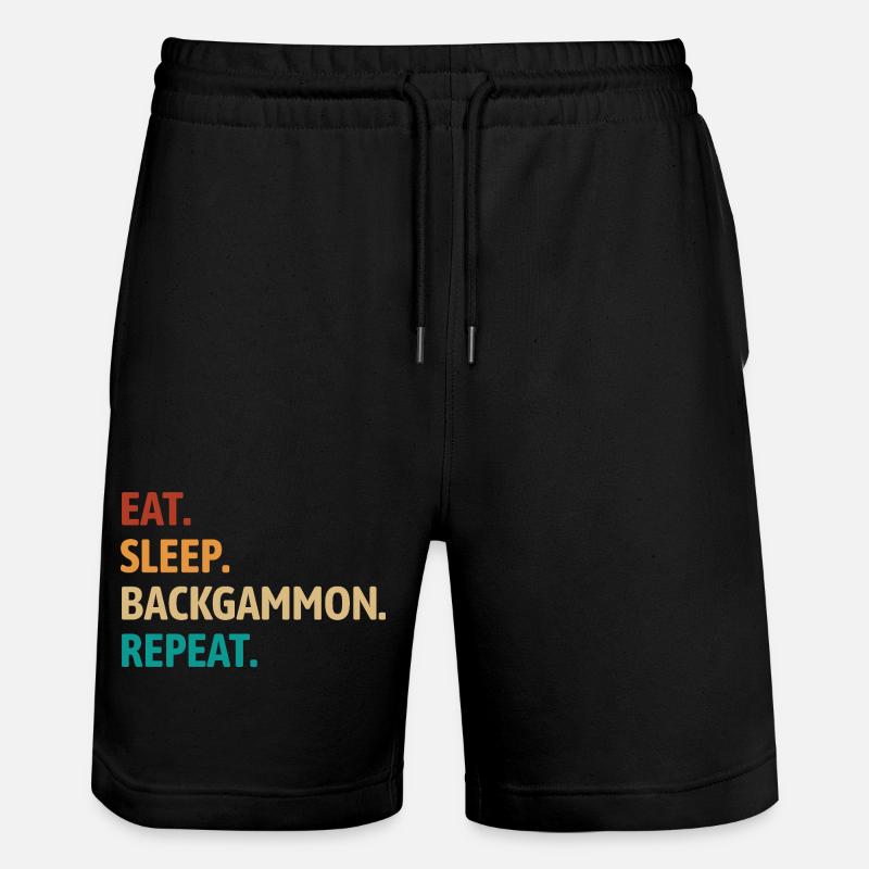 Eat Sleep Backgammon Repeat | Brettspiel - Stanley/Stella Unisex Bio Joggingshorts Trainer  - Schwarz