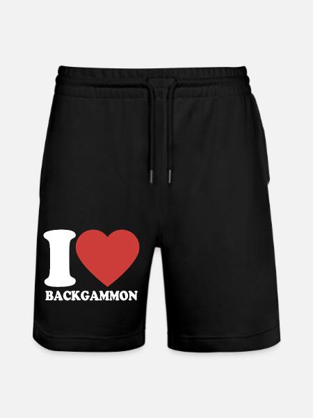 I love Backgammon | Board Game | Gift - Stanley/Stella Trainer Unisex Organic Jogging Shorts - black