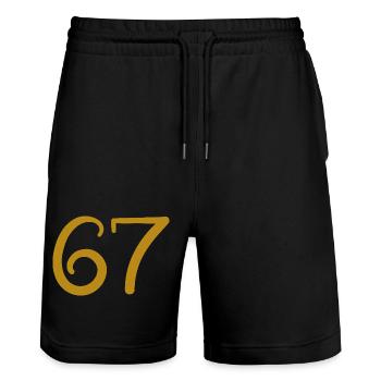 67 - Short de jogging bio TRAINER Stanley/Stella unisexe - noir - Devant - Nik (191cm) & Marisol (170cm)