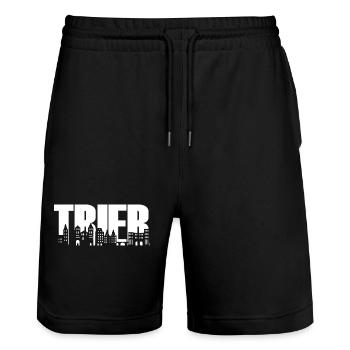 Trier - Skyline - Schrift - Mosel Rheinland-Pfalz - Stanley/Stella Unisex Bio Joggingshorts Trainer  - Schwarz - Vorne - Nik (191cm) & Marisol (170cm)