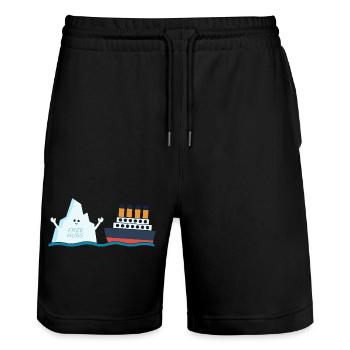 Titanic Lustige Titanic und Berg Free Hug Parodie - Stanley/Stella Unisex Bio Joggingshorts Trainer  - Schwarz - Vorne - Nik (191cm) & Marisol (170cm)